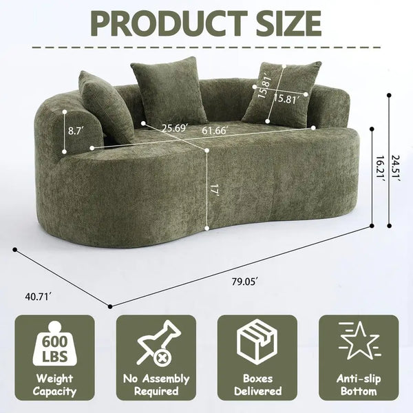 Cozy Green Loveseat for Living Rooms